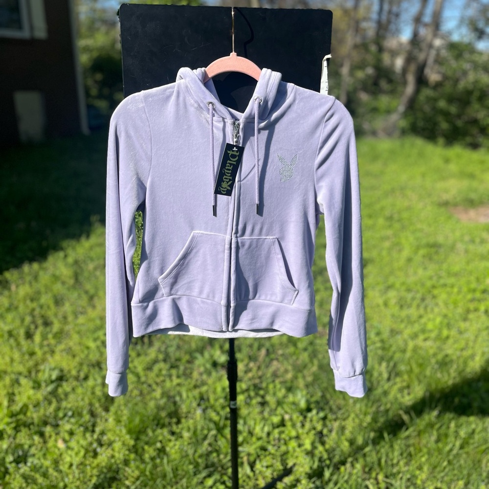 Deadstock Playboy Lavender Velvet Hoodie Jacket